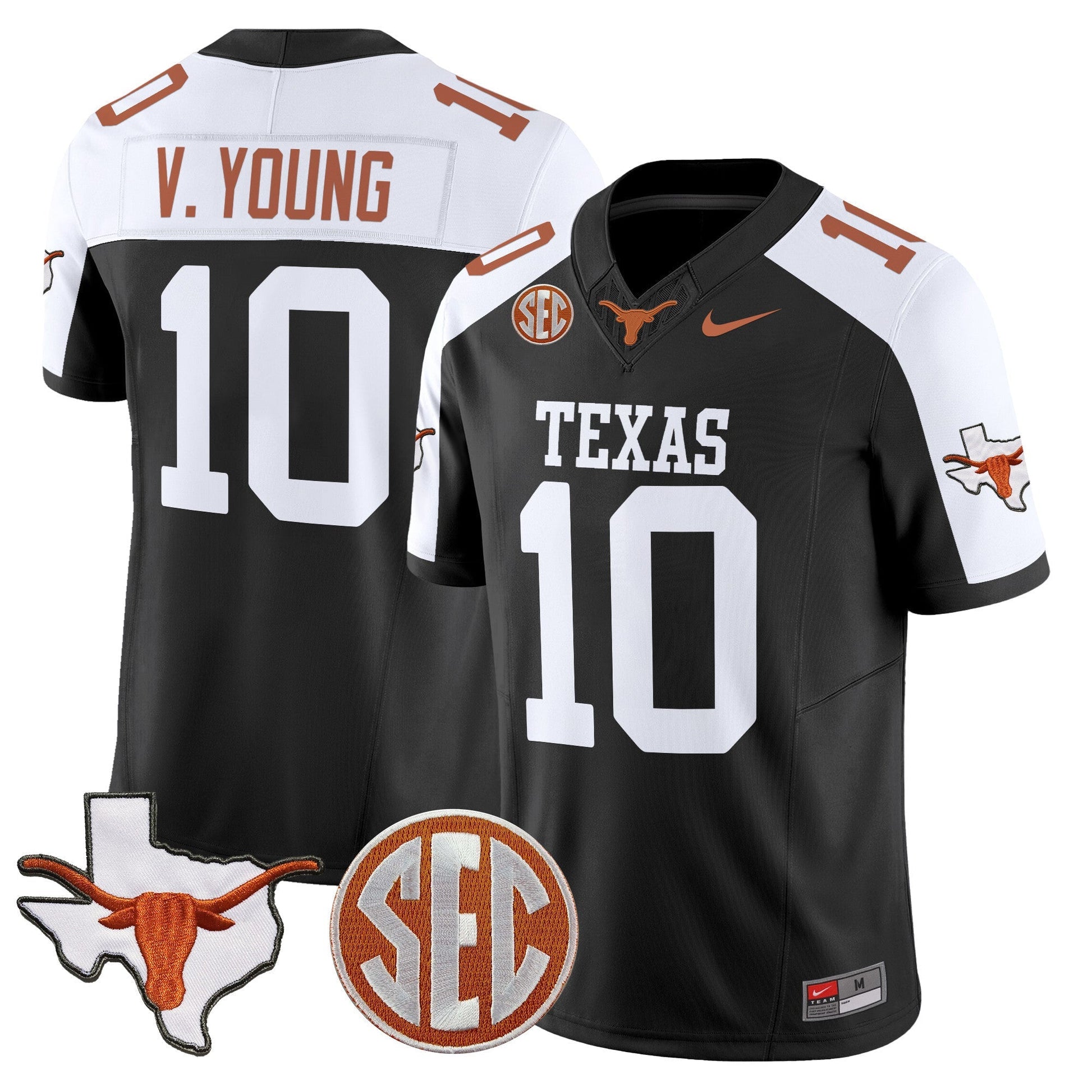 Men's Texas Longhorns 2025 State Map & SEC Patch Vapor Limited Jersey - All Stitched