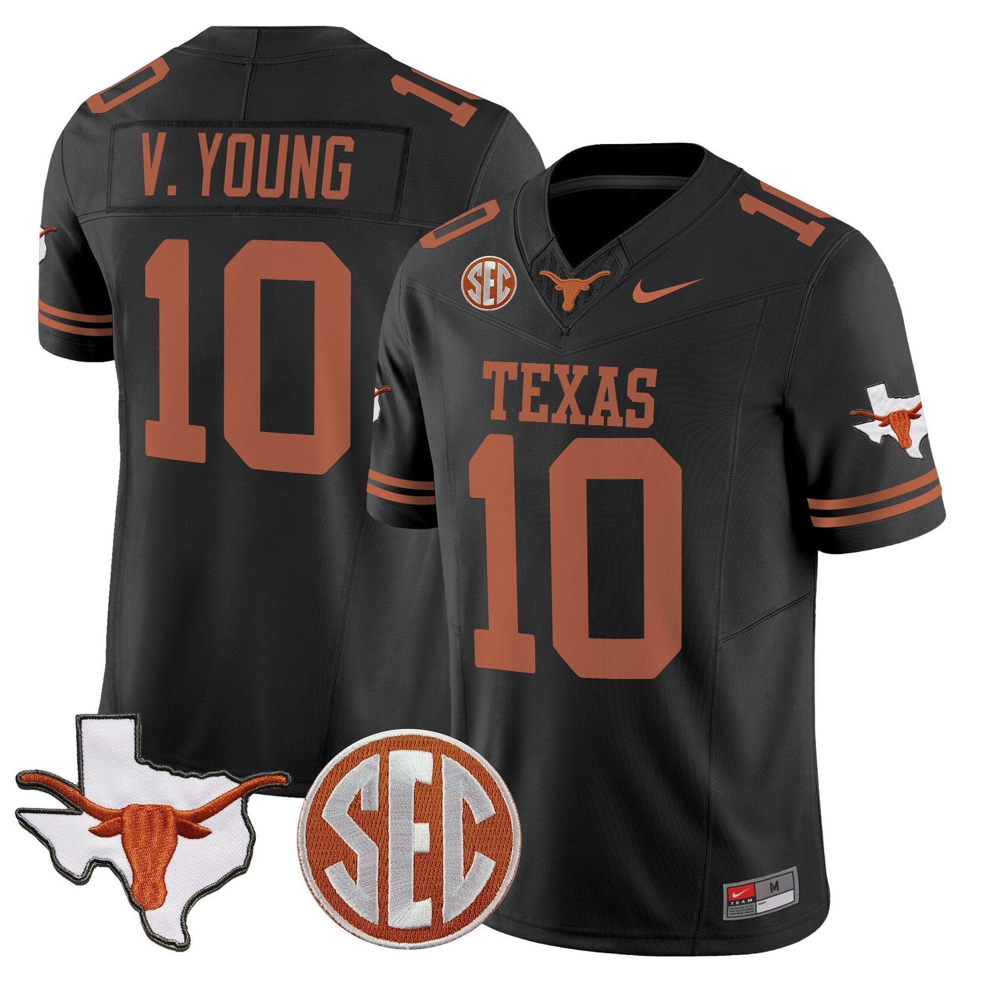 Men's Texas Longhorns 2025 State Map & SEC Patch Vapor Limited Jersey - All Stitched