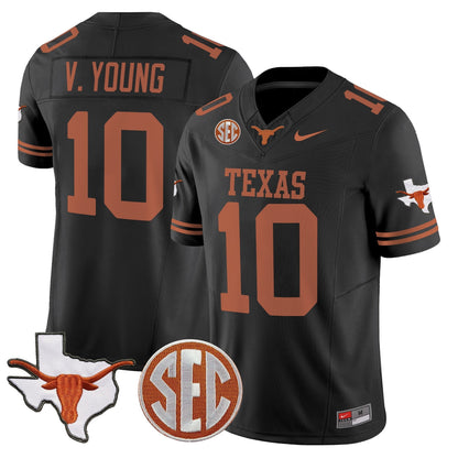 Men's Texas Longhorns 2025 State Map & SEC Patch Vapor Limited Jersey - All Stitched