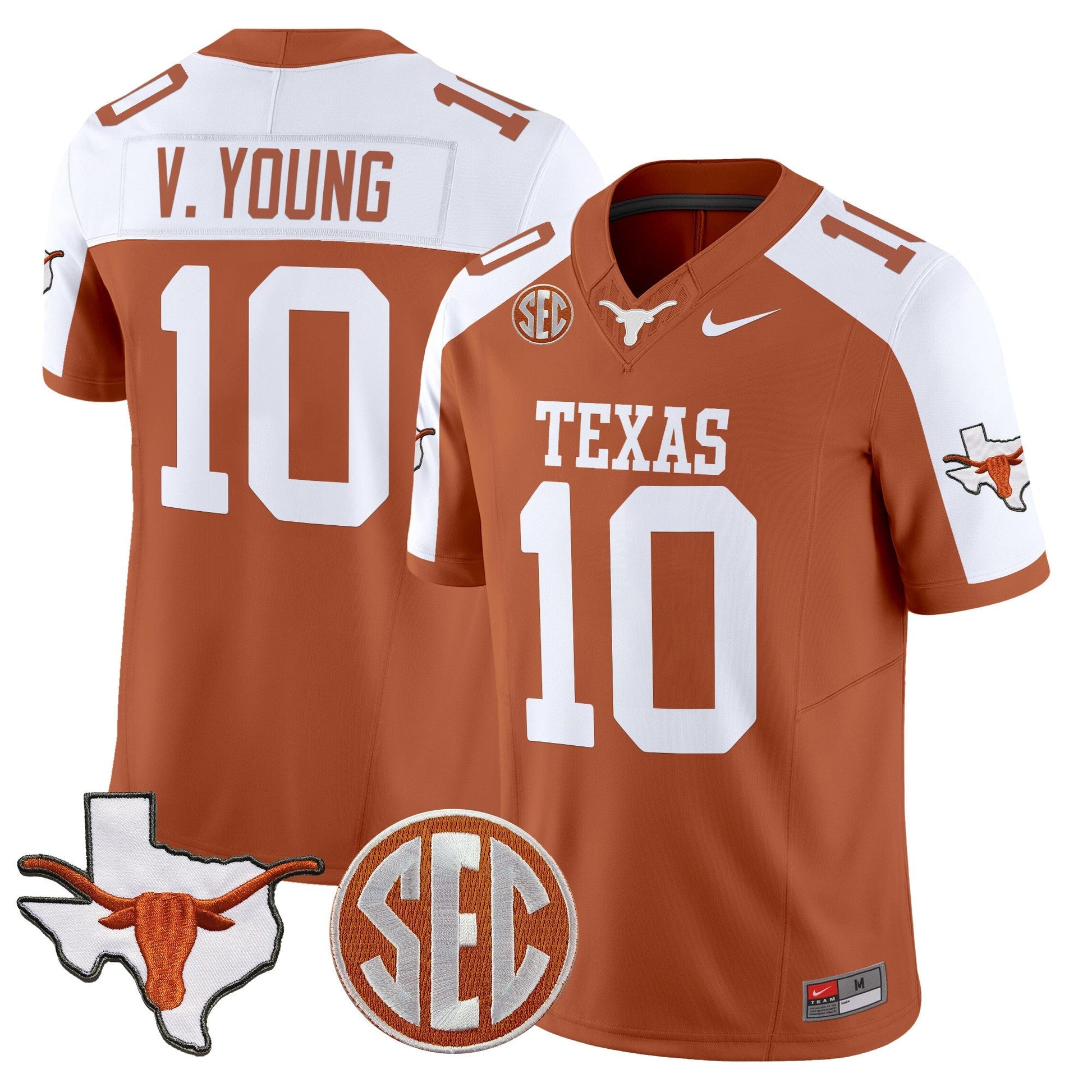 Men's Texas Longhorns 2025 State Map & SEC Patch Vapor Limited Jersey - All Stitched