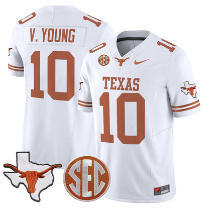 Men's Texas Longhorns 2025 State Map & SEC Patch Vapor Limited Jersey - All Stitched