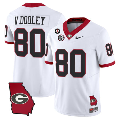Men's Georgia Bulldogs 2025 Georgia Map & Vince Dooley Patch Vapor Limited Jersey - All Stitched