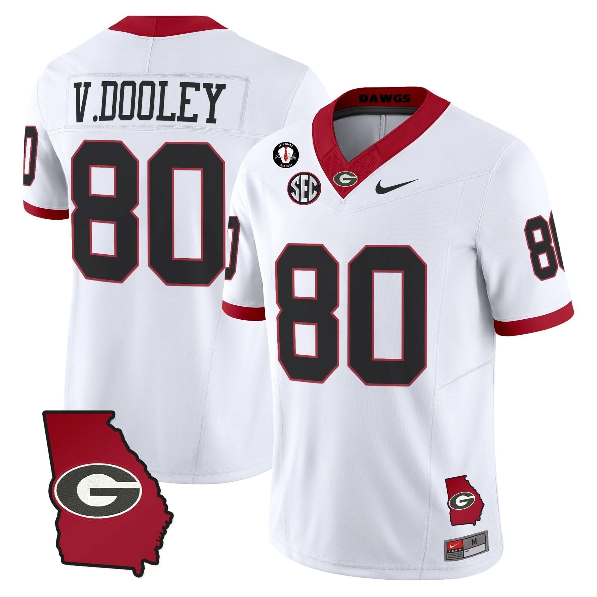 Men's Georgia Bulldogs 2025 Georgia Map & Vince Dooley Patch Vapor Limited Jersey - All Stitched