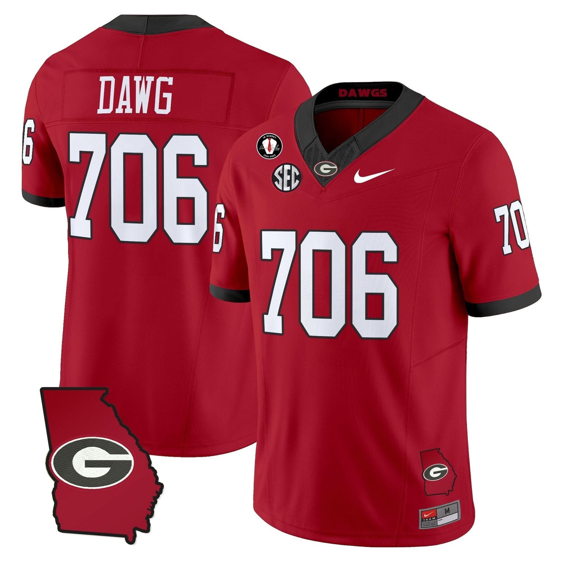 Men's Georgia Bulldogs 2025 Georgia Map & Vince Dooley Patch Vapor Limited Jersey - All Stitched
