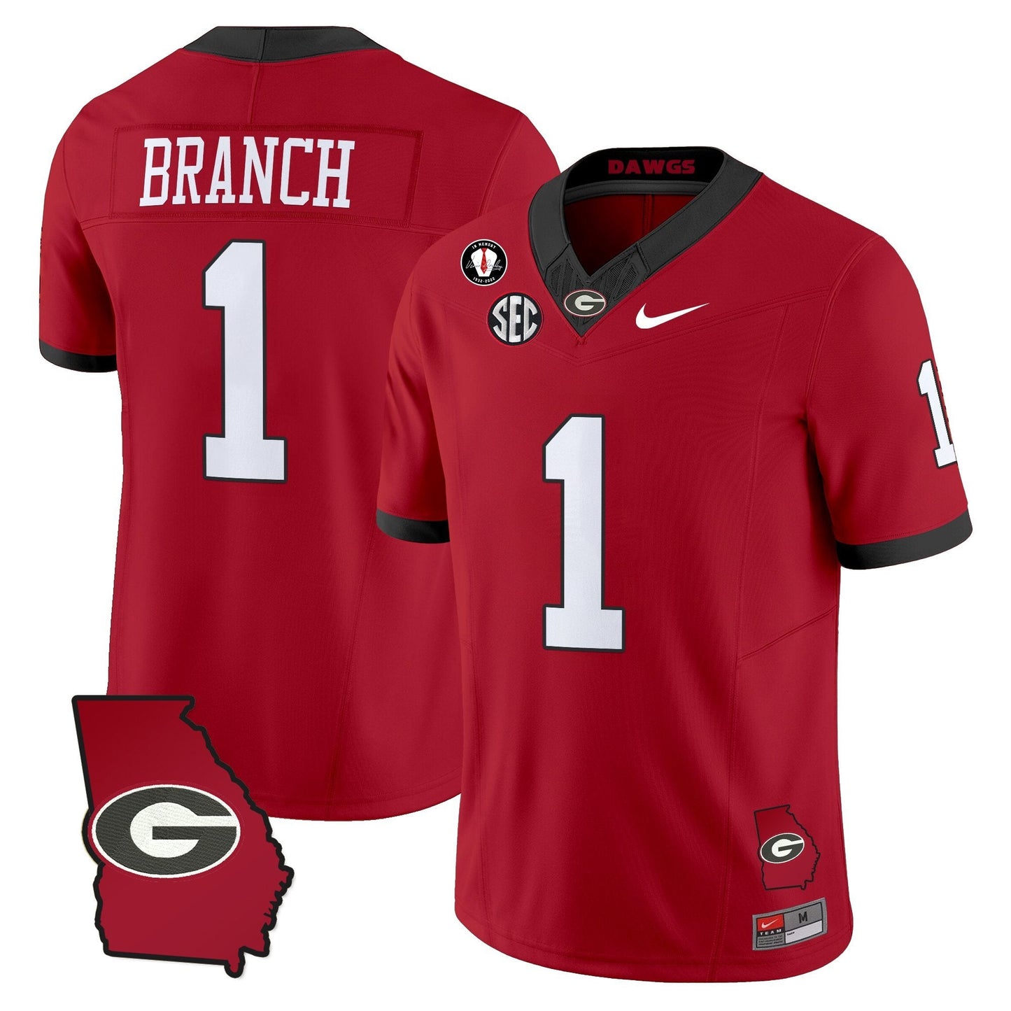 Men's Georgia Bulldogs 2025 Georgia Map & Vince Dooley Patch Vapor Limited Jersey - All Stitched