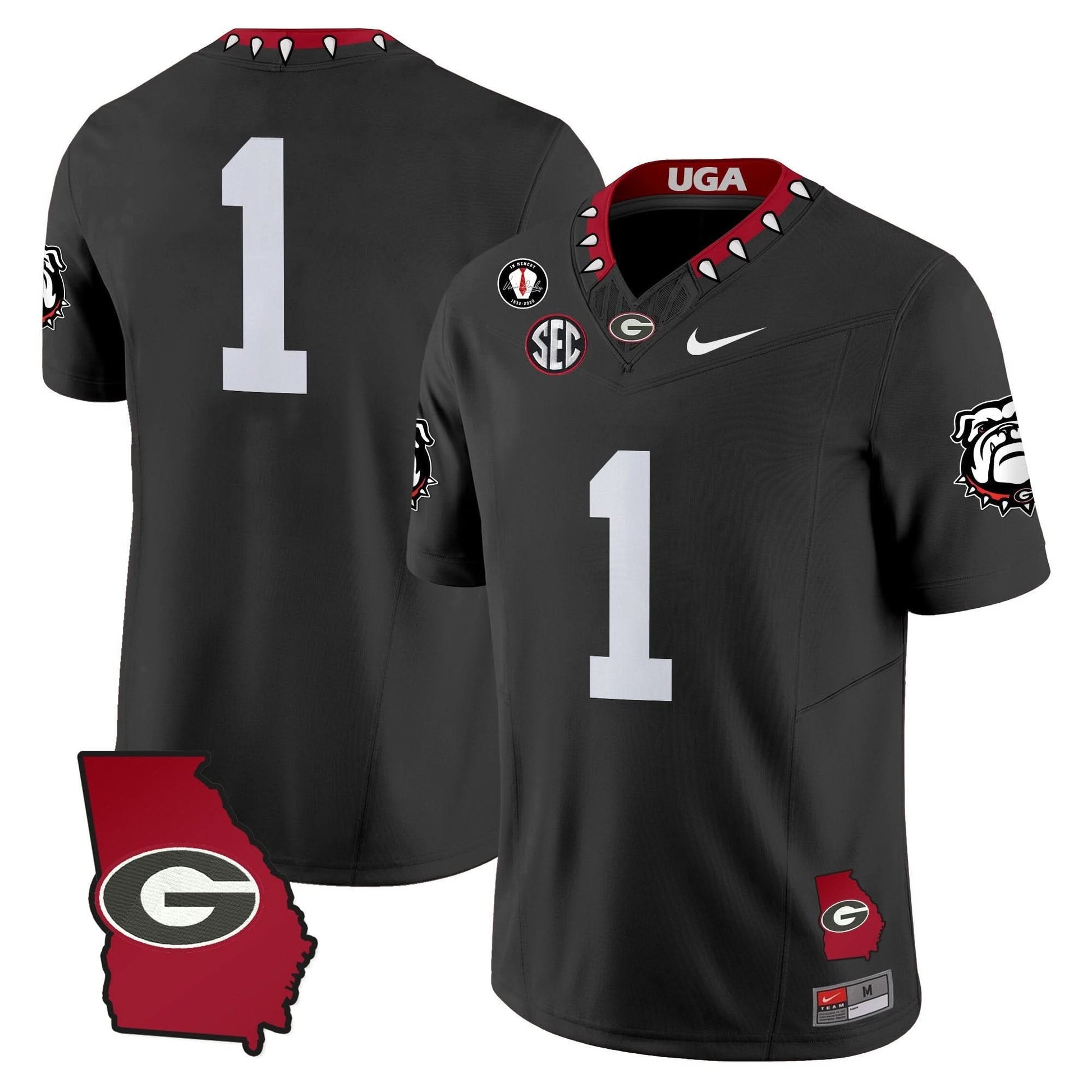 Men's Georgia Bulldogs 2025 Georgia Map & Vince Dooley Patch Vapor Limited Jersey - All Stitched
