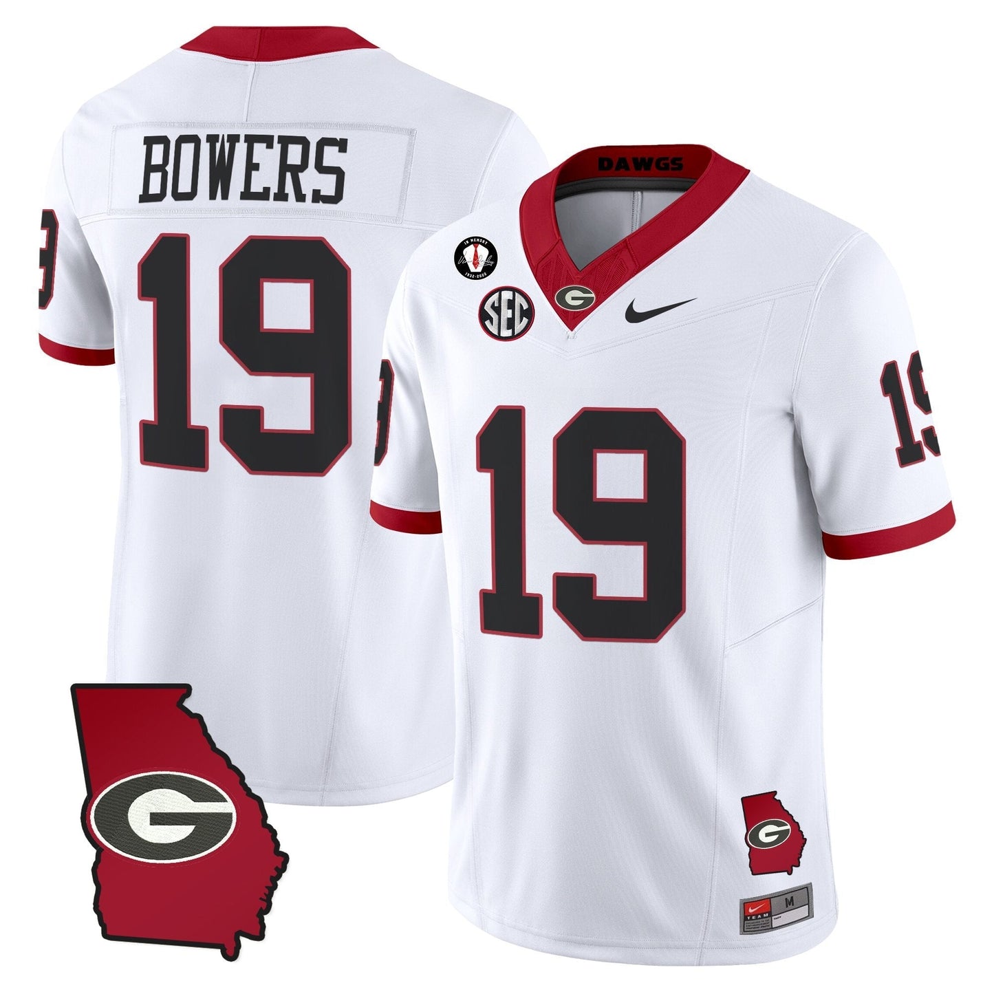 Men's Georgia Bulldogs 2025 Georgia Map & Vince Dooley Patch Vapor Limited Jersey - All Stitched