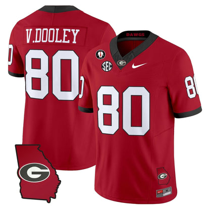 Men's Georgia Bulldogs 2025 Georgia Map & Vince Dooley Patch Vapor Limited Jersey - All Stitched