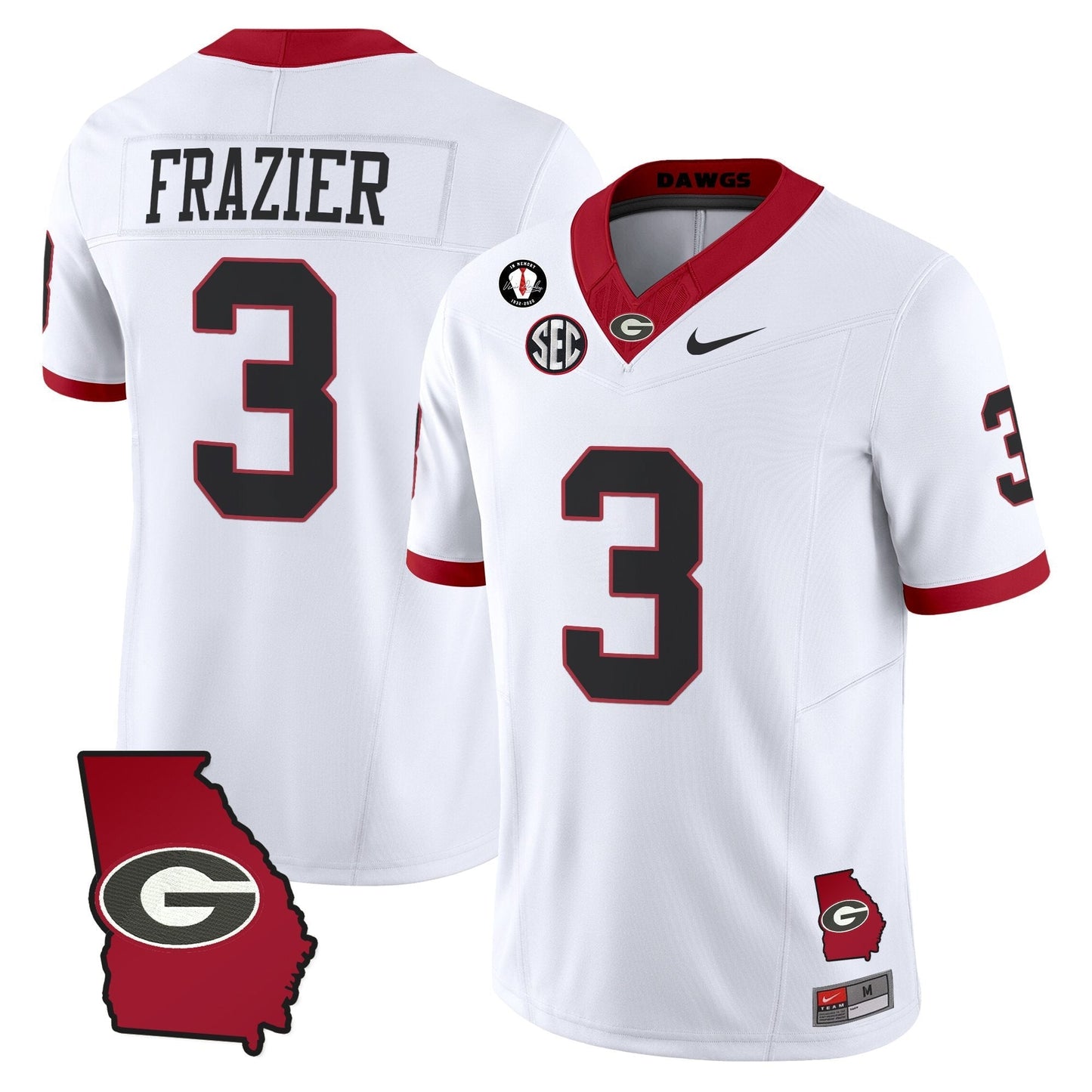 Men's Georgia Bulldogs 2025 Georgia Map & Vince Dooley Patch Vapor Limited Jersey - All Stitched