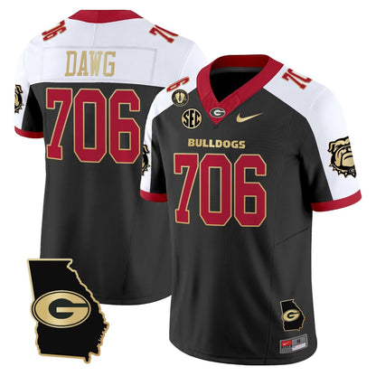 Men's Georgia Bulldogs 2025 Georgia Map & Vince Dooley Patch Vapor Limited Jersey - All Stitched