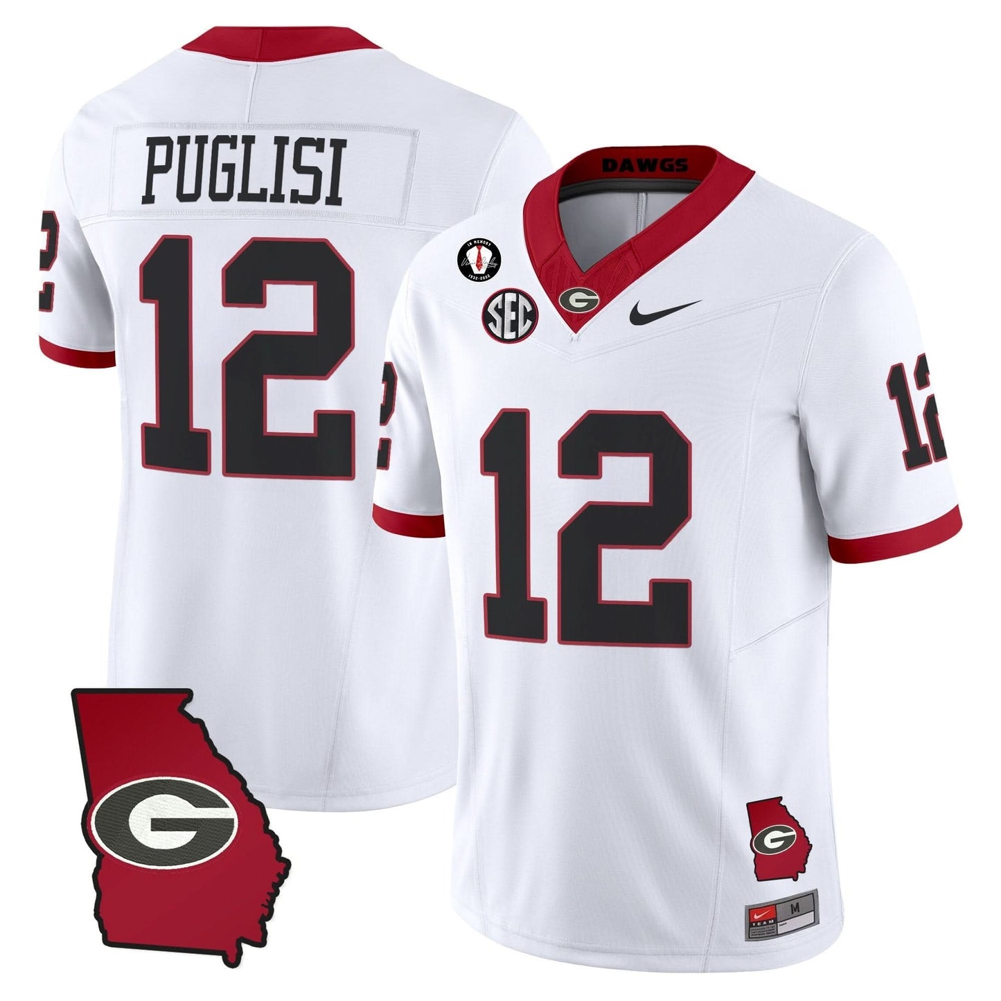 Men's Georgia Bulldogs 2025 Georgia Map & Vince Dooley Patch Vapor Limited Jersey - All Stitched