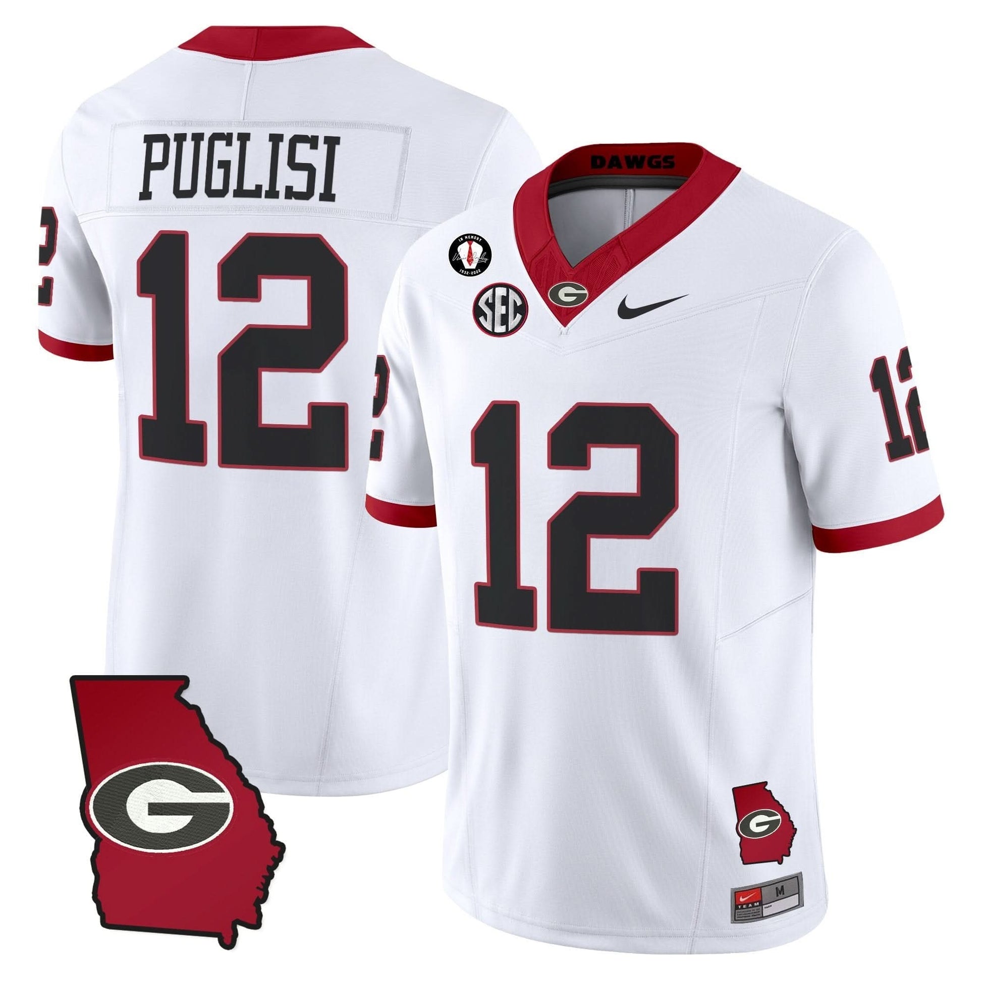 Men's Georgia Bulldogs 2025 Georgia Map & Vince Dooley Patch Vapor Limited Jersey - All Stitched