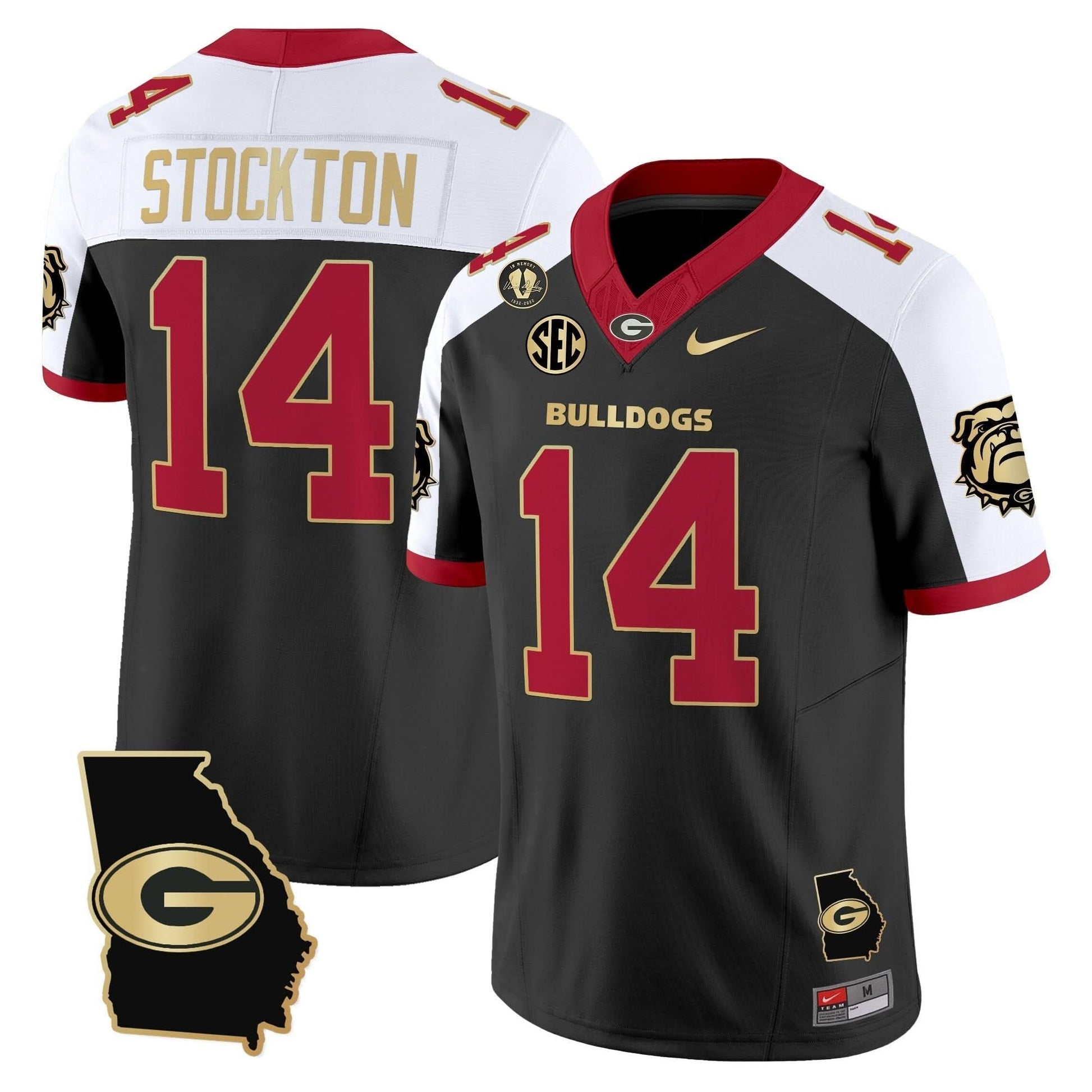 Men's Georgia Bulldogs 2025 Georgia Map & Vince Dooley Patch Vapor Limited Jersey - All Stitched