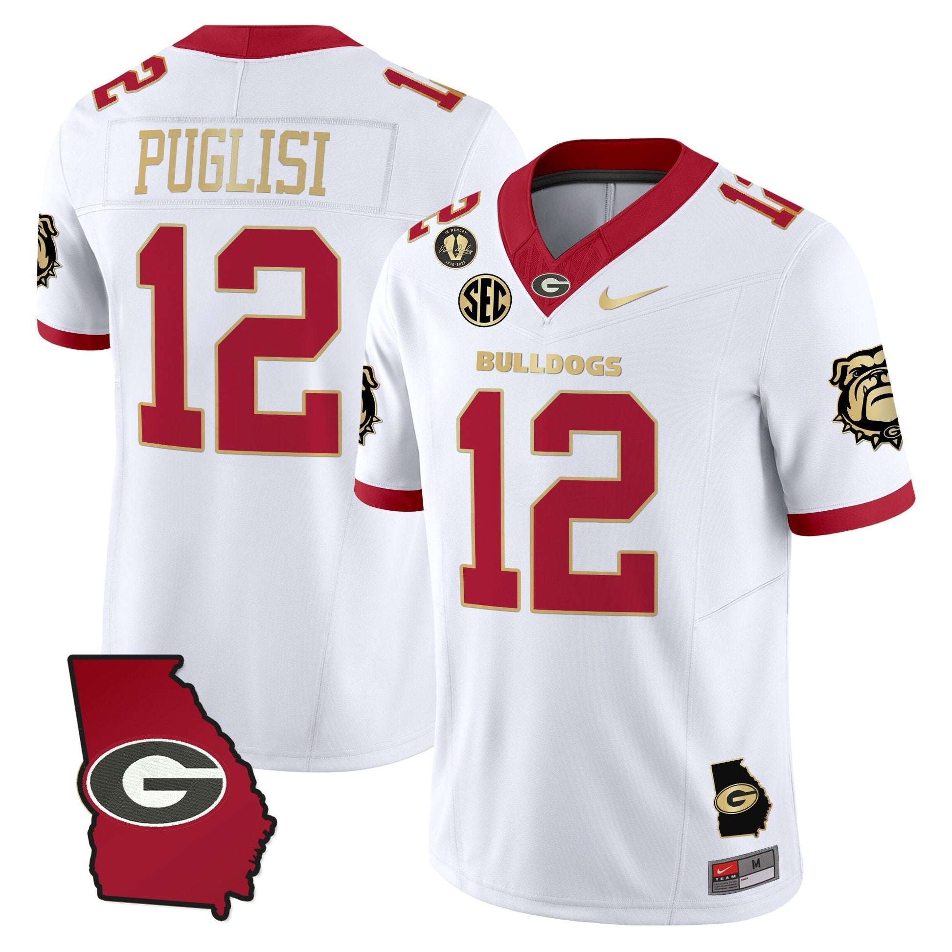 Men's Georgia Bulldogs 2025 Georgia Map & Vince Dooley Patch Vapor Limited Jersey - All Stitched