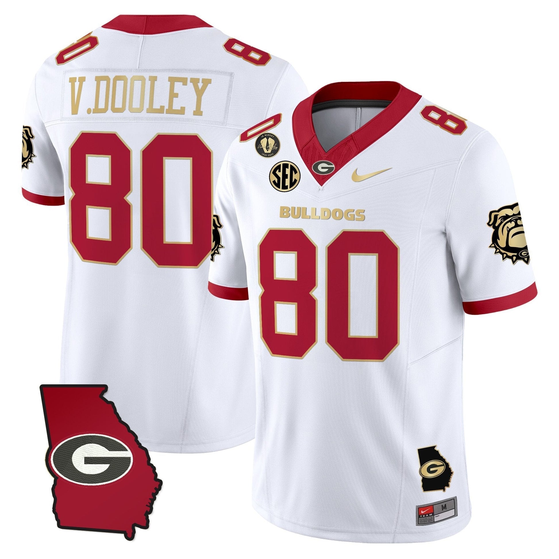 Men's Georgia Bulldogs 2025 Georgia Map & Vince Dooley Patch Vapor Limited Jersey - All Stitched