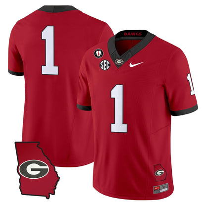 Men's Georgia Bulldogs 2025 Georgia Map & Vince Dooley Patch Vapor Limited Jersey - All Stitched
