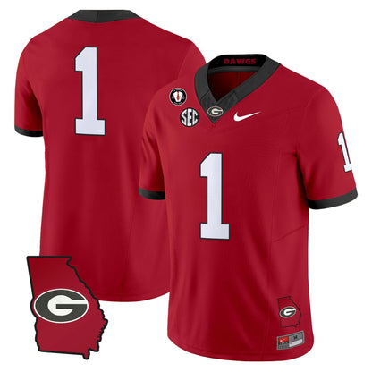 Men's Georgia Bulldogs 2025 Georgia Map & Vince Dooley Patch Vapor Limited Jersey - All Stitched
