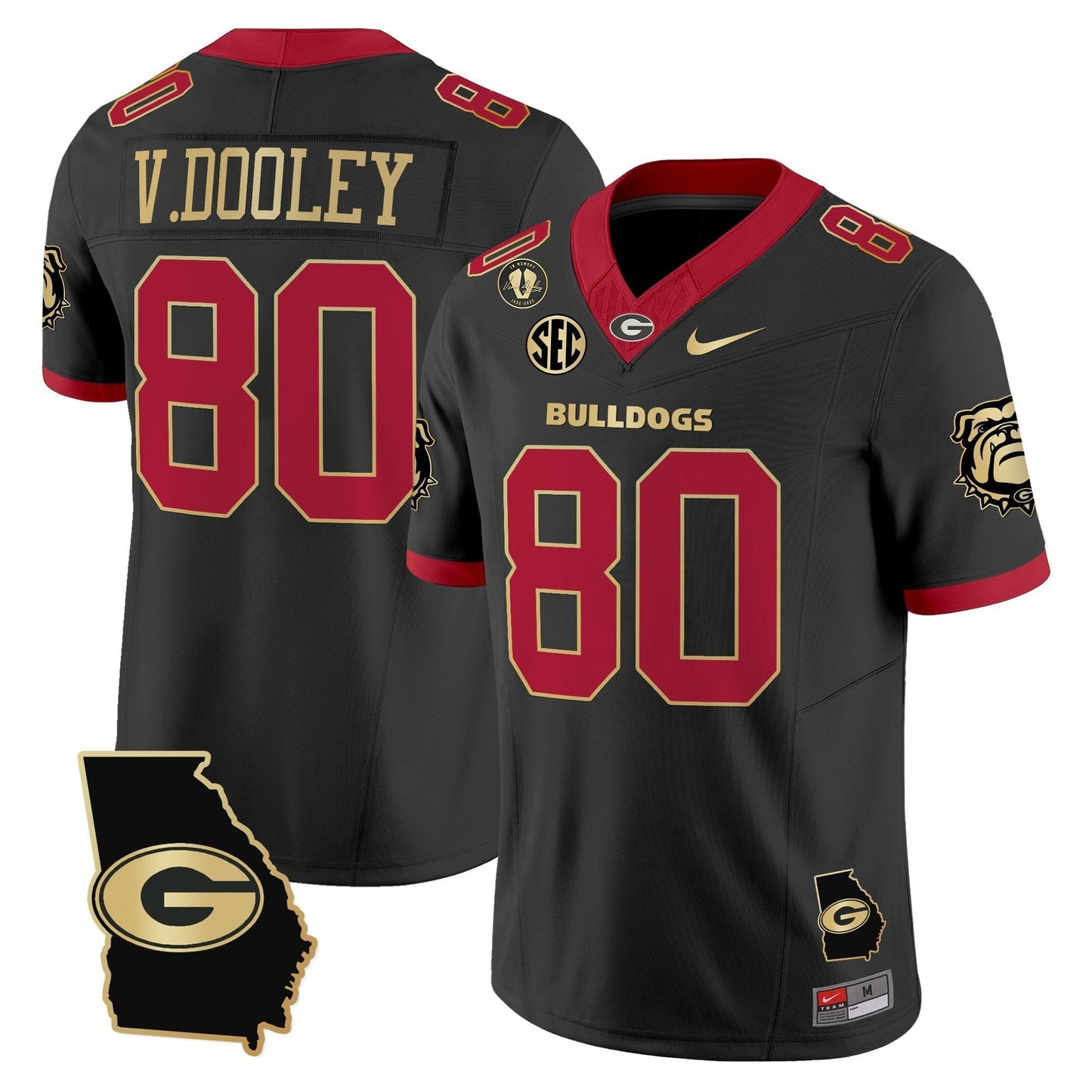 Men's Georgia Bulldogs 2025 Georgia Map & Vince Dooley Patch Vapor Limited Jersey - All Stitched