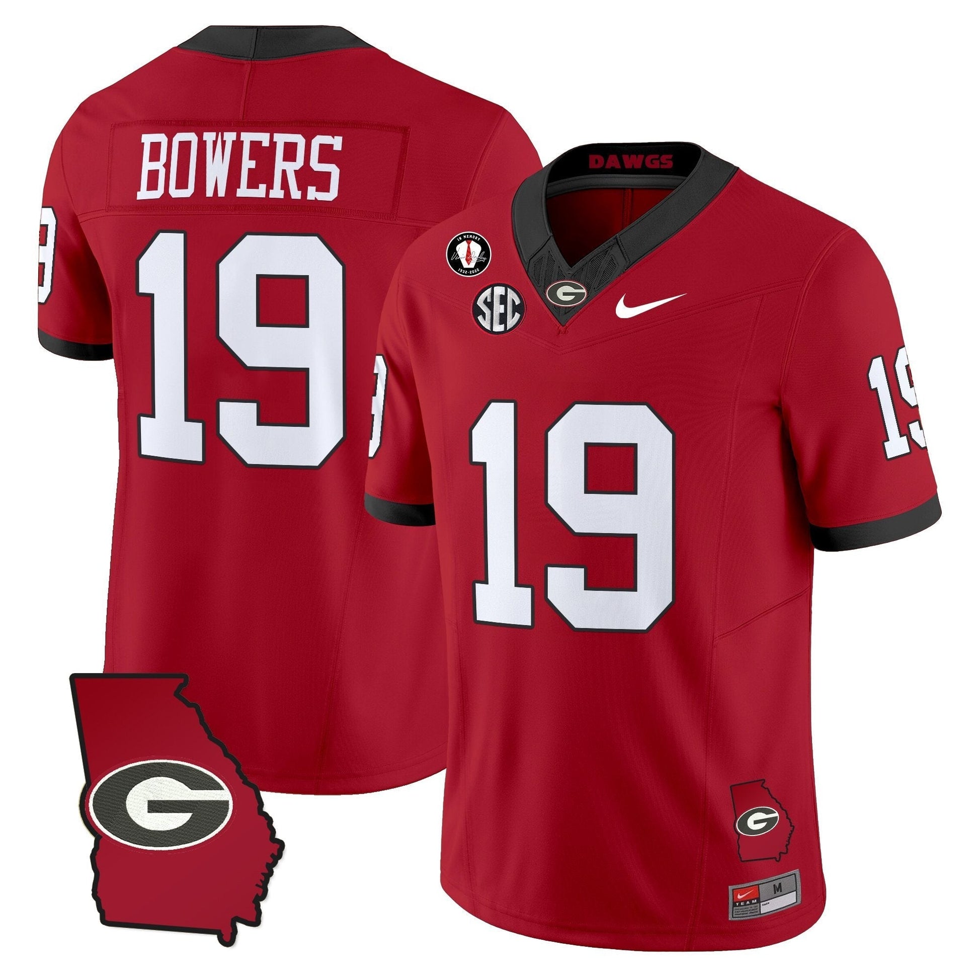 Men's Georgia Bulldogs 2025 Georgia Map & Vince Dooley Patch Vapor Limited Jersey - All Stitched