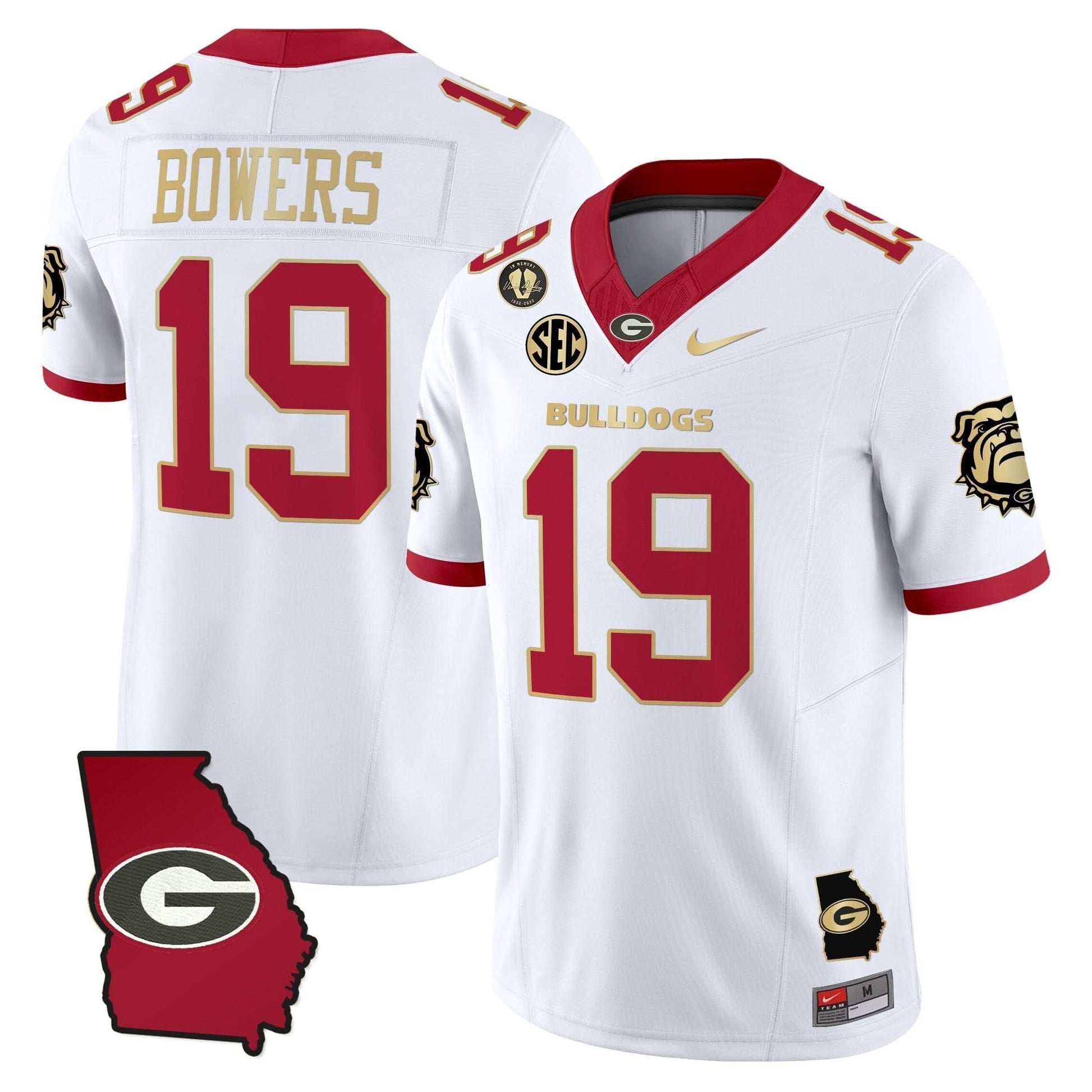 Men's Georgia Bulldogs 2025 Georgia Map & Vince Dooley Patch Vapor Limited Jersey - All Stitched