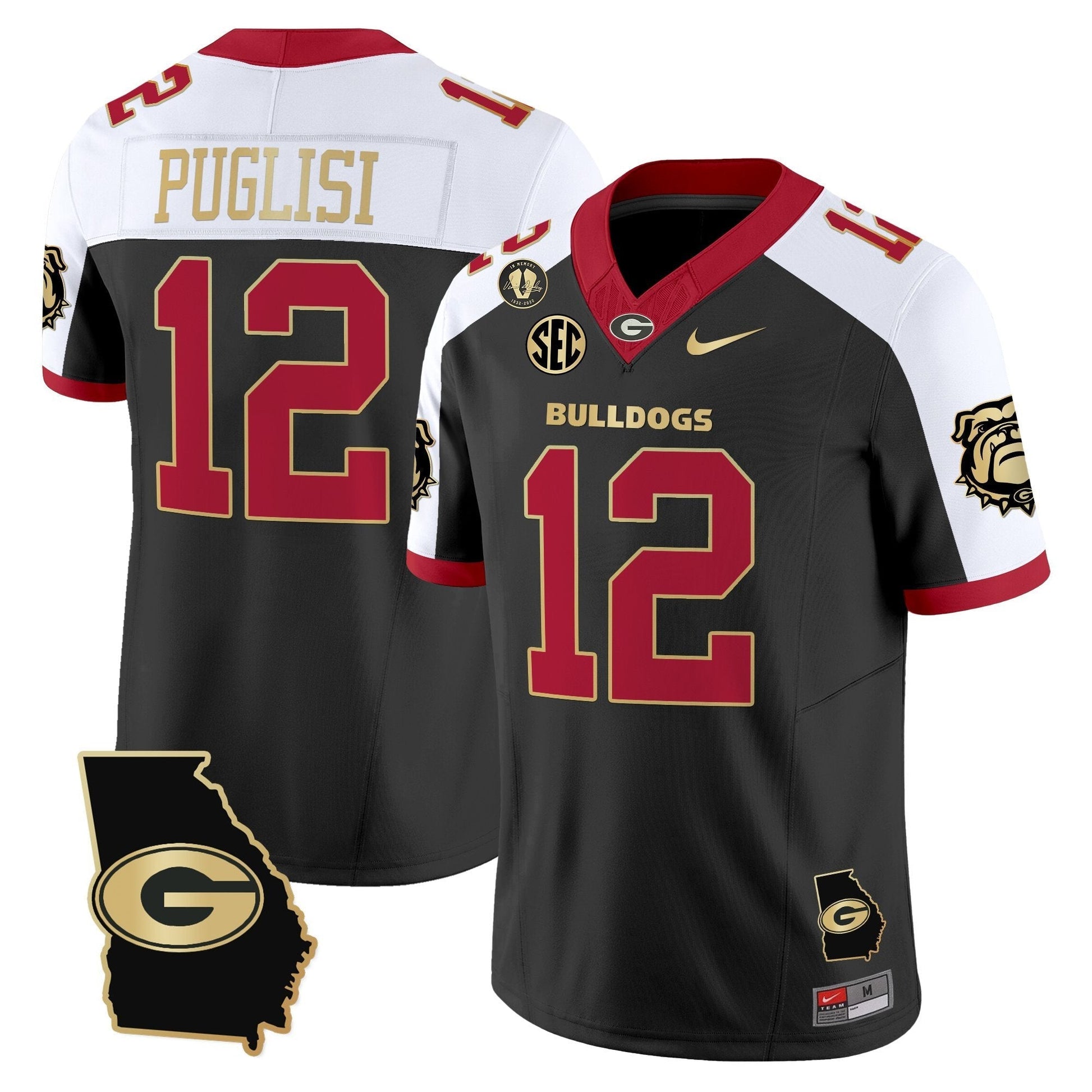 Men's Georgia Bulldogs 2025 Georgia Map & Vince Dooley Patch Vapor Limited Jersey - All Stitched