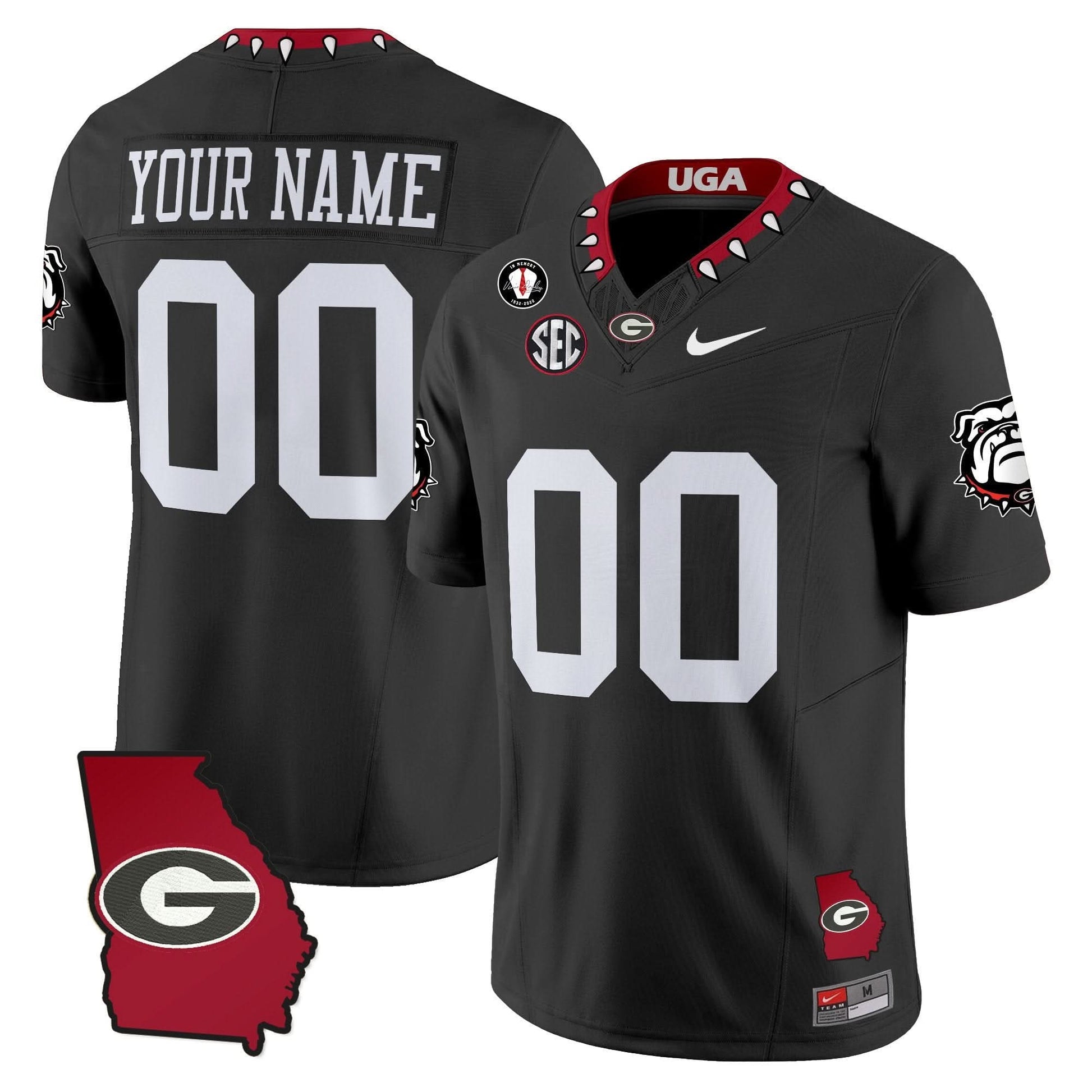 Georgia Bulldogs 2025 Georgia Map & Vince Dooley Patch Vapor Limited Custom Jersey - All Stitched