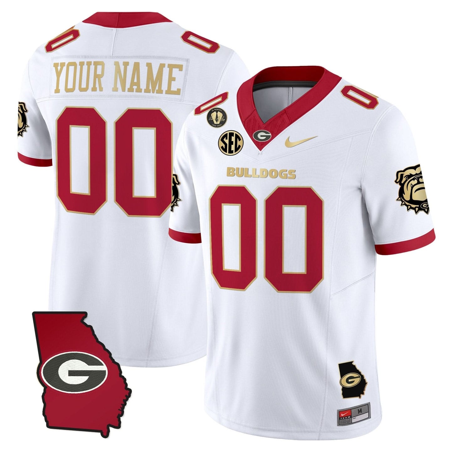 Georgia Bulldogs 2025 Georgia Map & Vince Dooley Patch Vapor Limited Custom Jersey - All Stitched