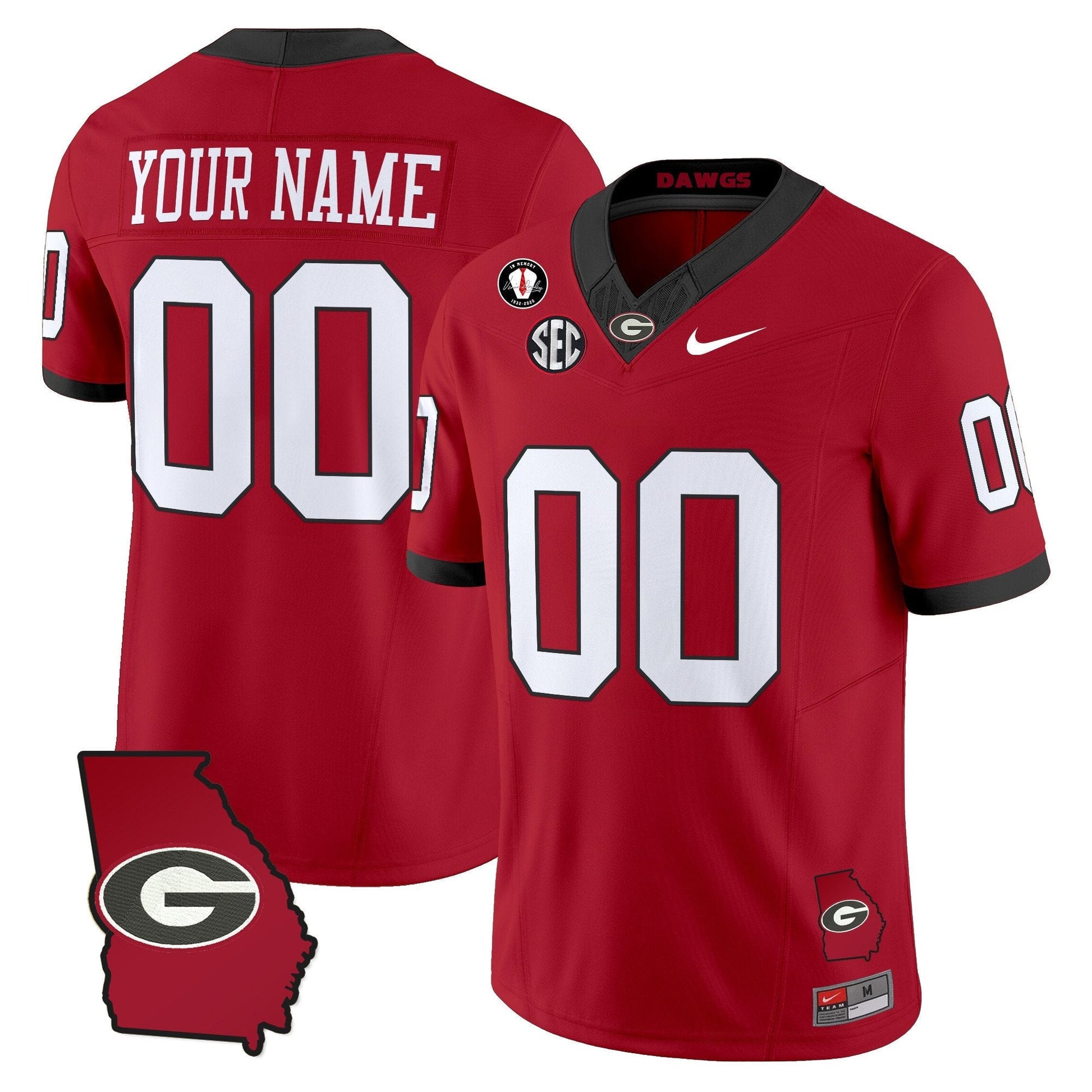 Georgia Bulldogs 2025 Georgia Map & Vince Dooley Patch Vapor Limited Custom Jersey - All Stitched