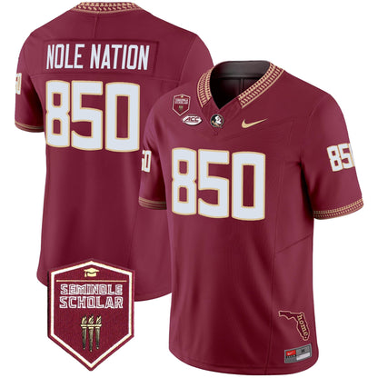 Men's Florida State Seminoles 2025 Seminole Scholar Patch Vapor Limited Jersey - All Stitched