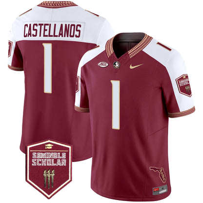 Men's Florida State Seminoles 2025 Seminole Scholar Patch Vapor Limited Jersey - All Stitched