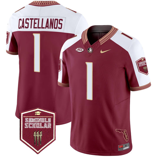 Men's Florida State Seminoles 2025 Seminole Scholar Patch Vapor Limited Jersey - All Stitched