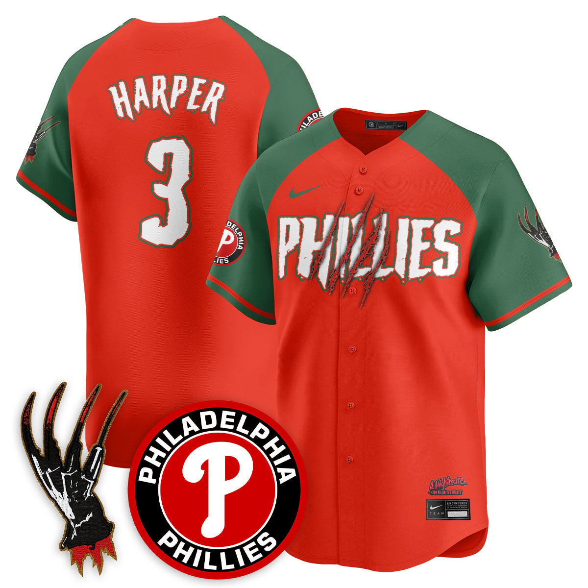 Men's Philadelphia Phillies "A Nightmare on Elm Street" Jersey - Stitched