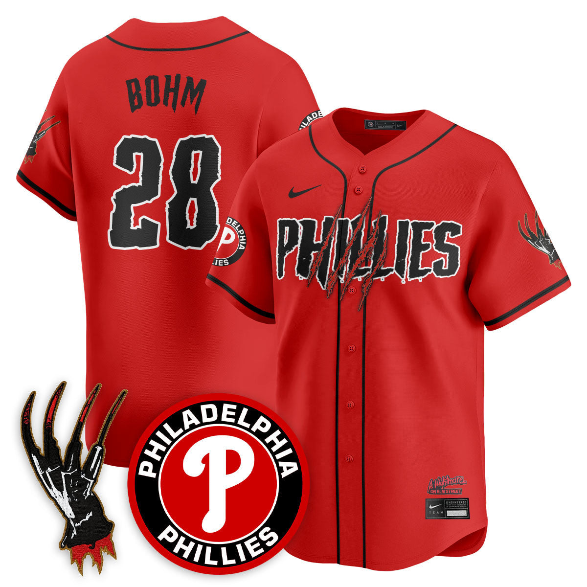 Men's Philadelphia Phillies "A Nightmare on Elm Street" Jersey - Stitched