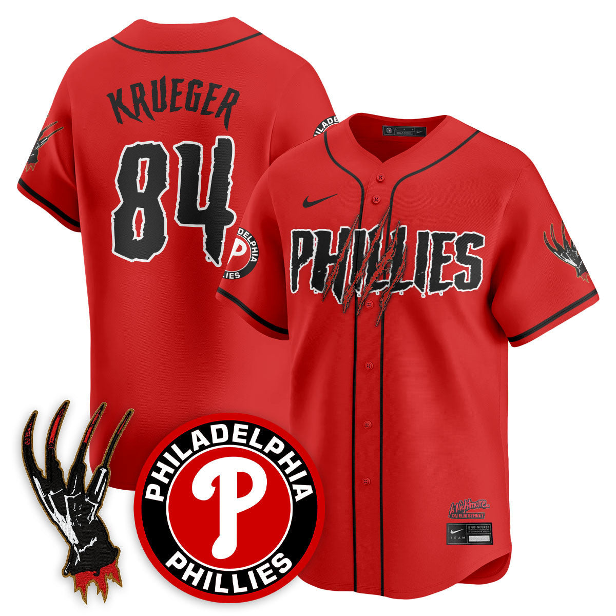 Men's Philadelphia Phillies "A Nightmare on Elm Street" Jersey - Stitched
