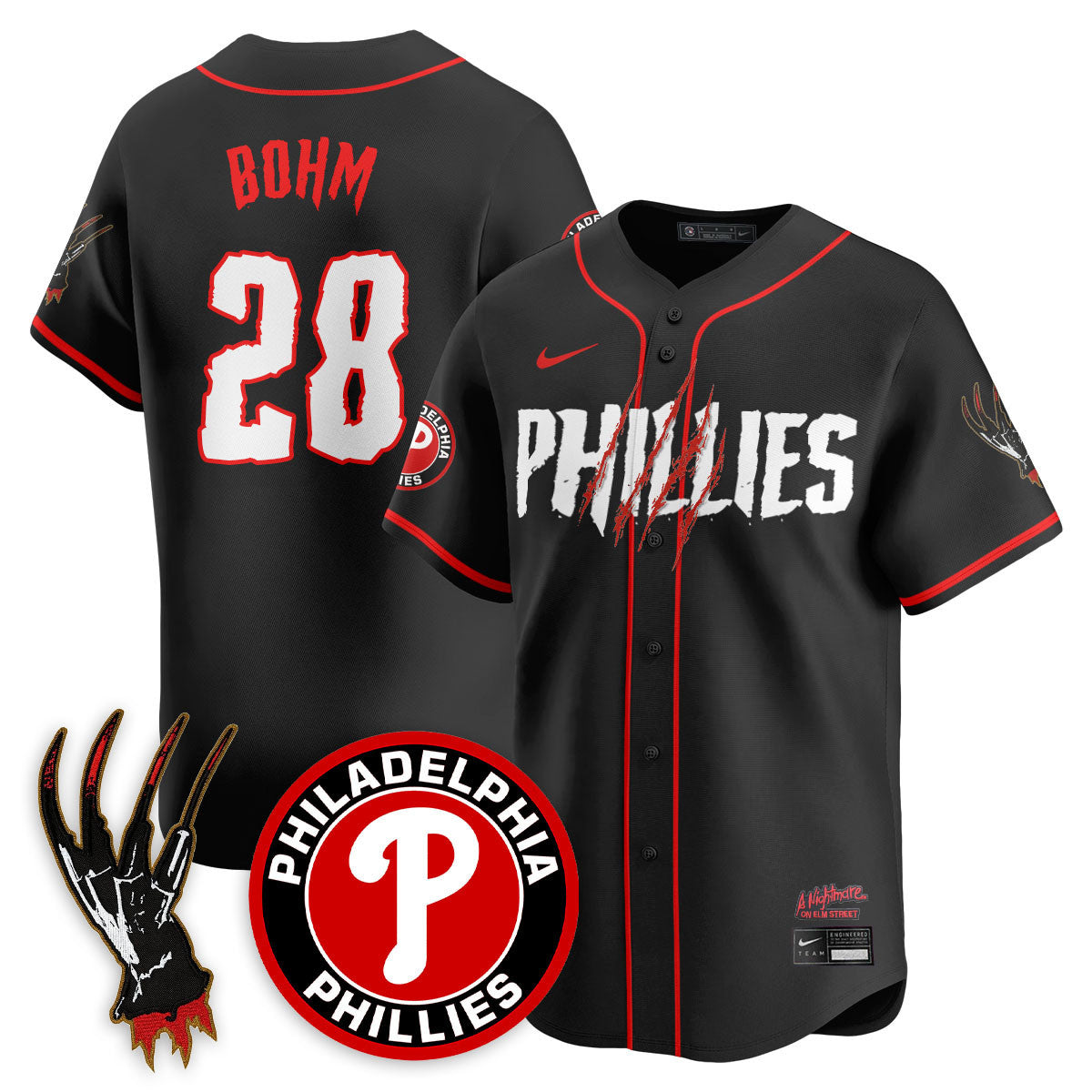 Men's Philadelphia Phillies "A Nightmare on Elm Street" Jersey - Stitched
