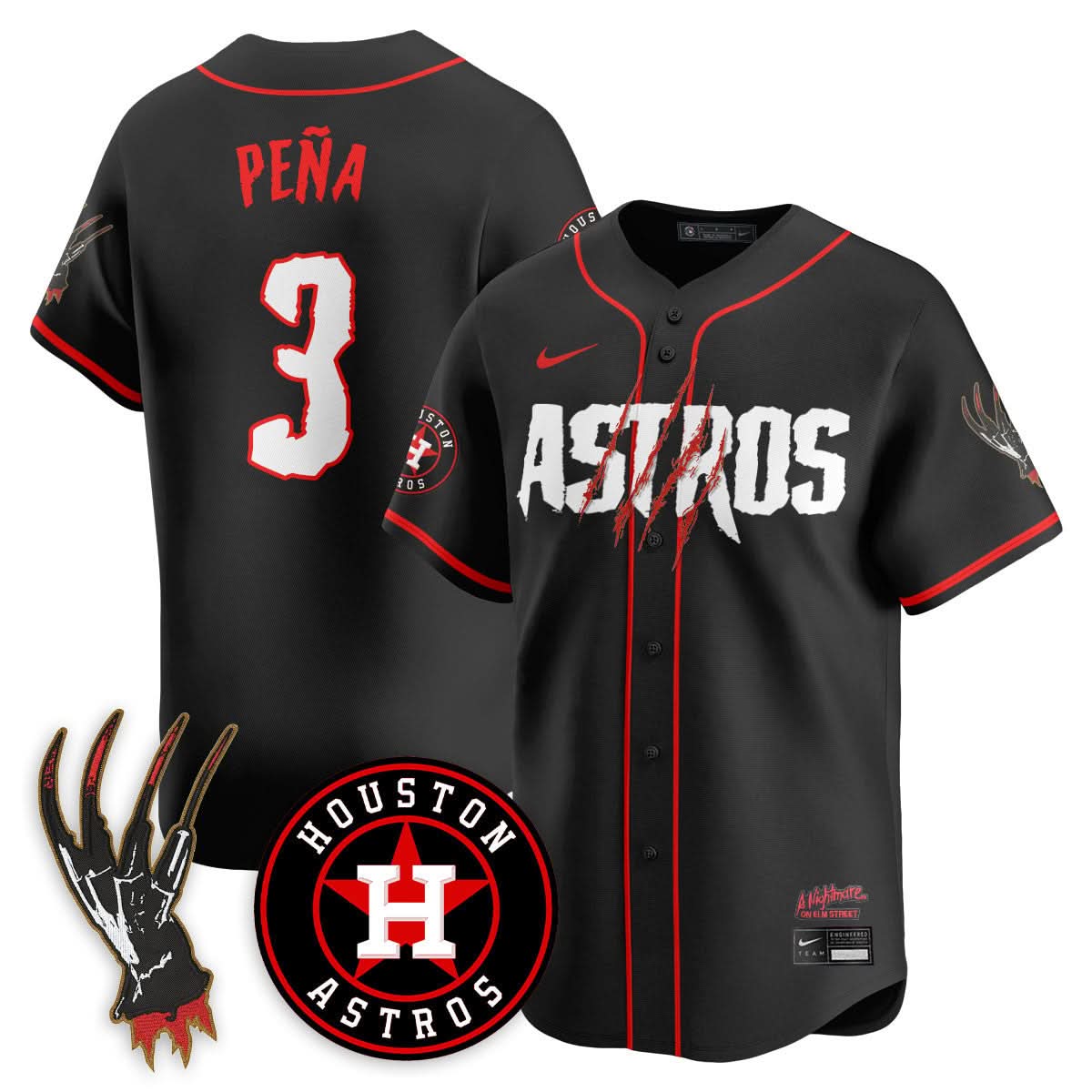 Men's Houston Astros "A Nightmare on Elm Street" Jersey - Stitched