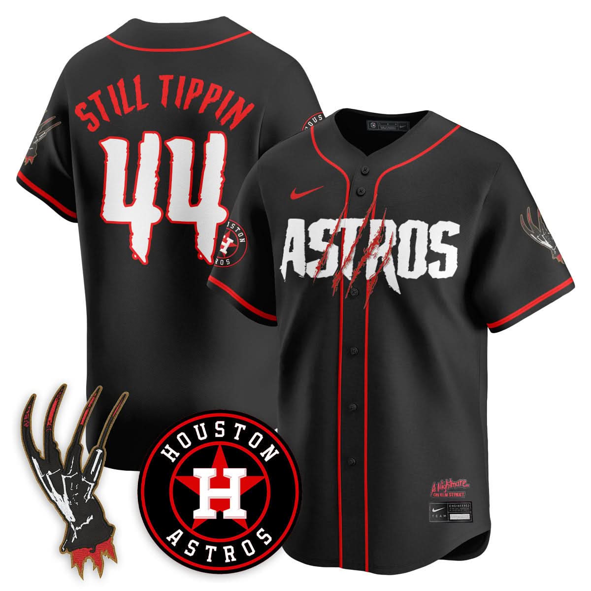 Men's Houston Astros "A Nightmare on Elm Street" Jersey - Stitched