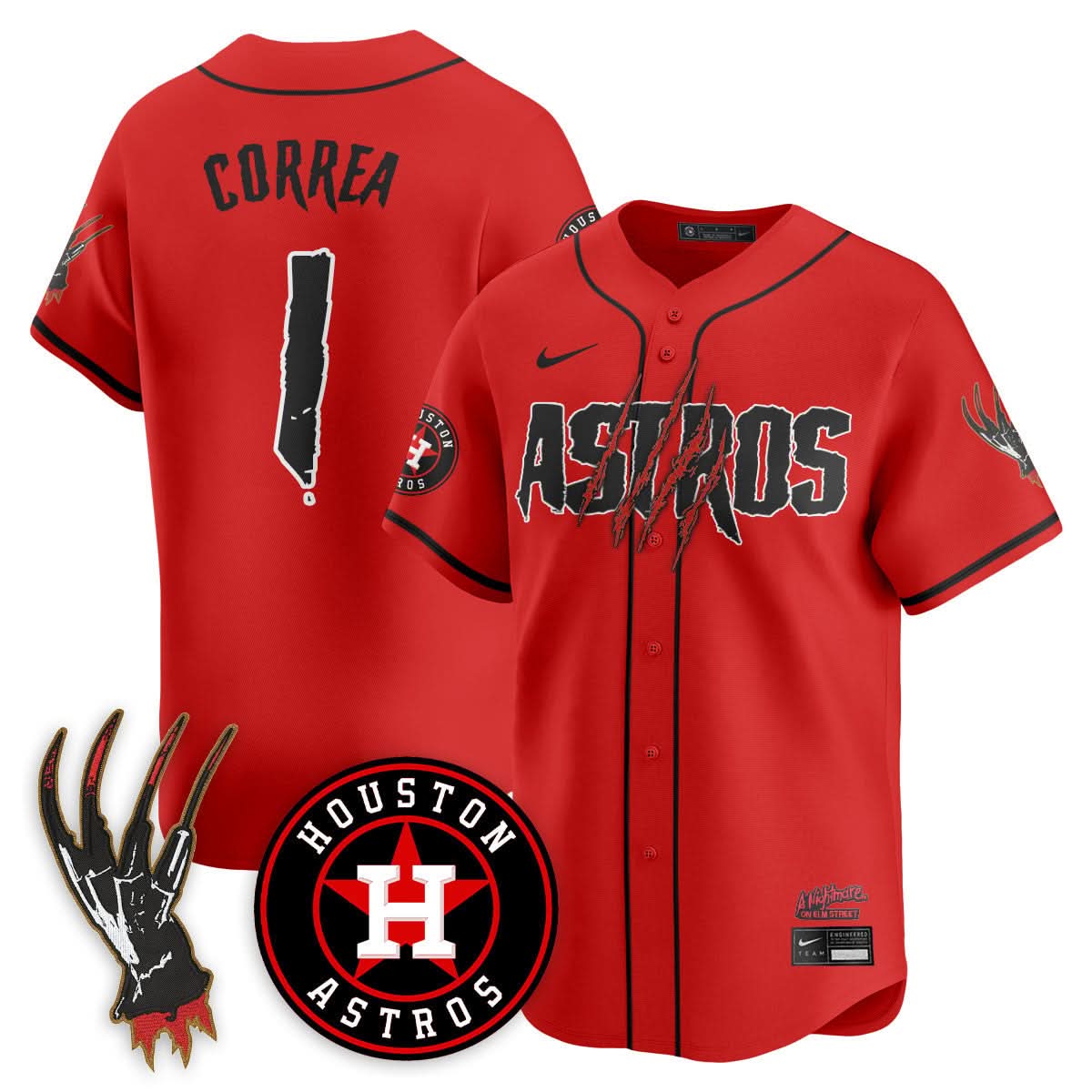 Men's Houston Astros "A Nightmare on Elm Street" Jersey - Stitched