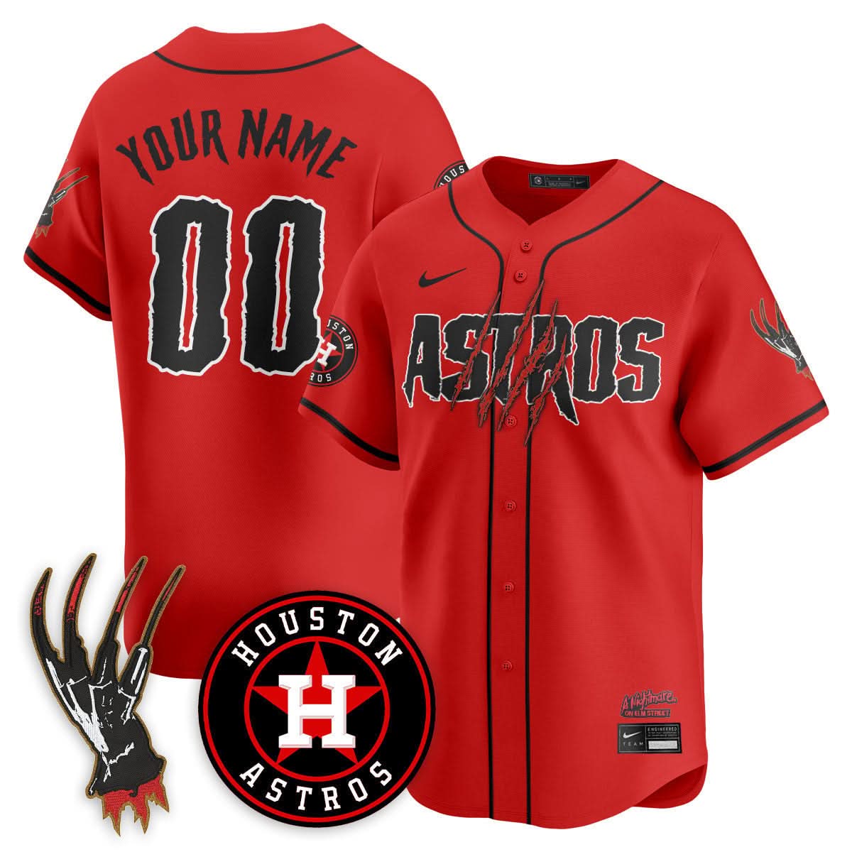 Houston Astros "A Nightmare on Elm Street" Custom Jersey - Stitched