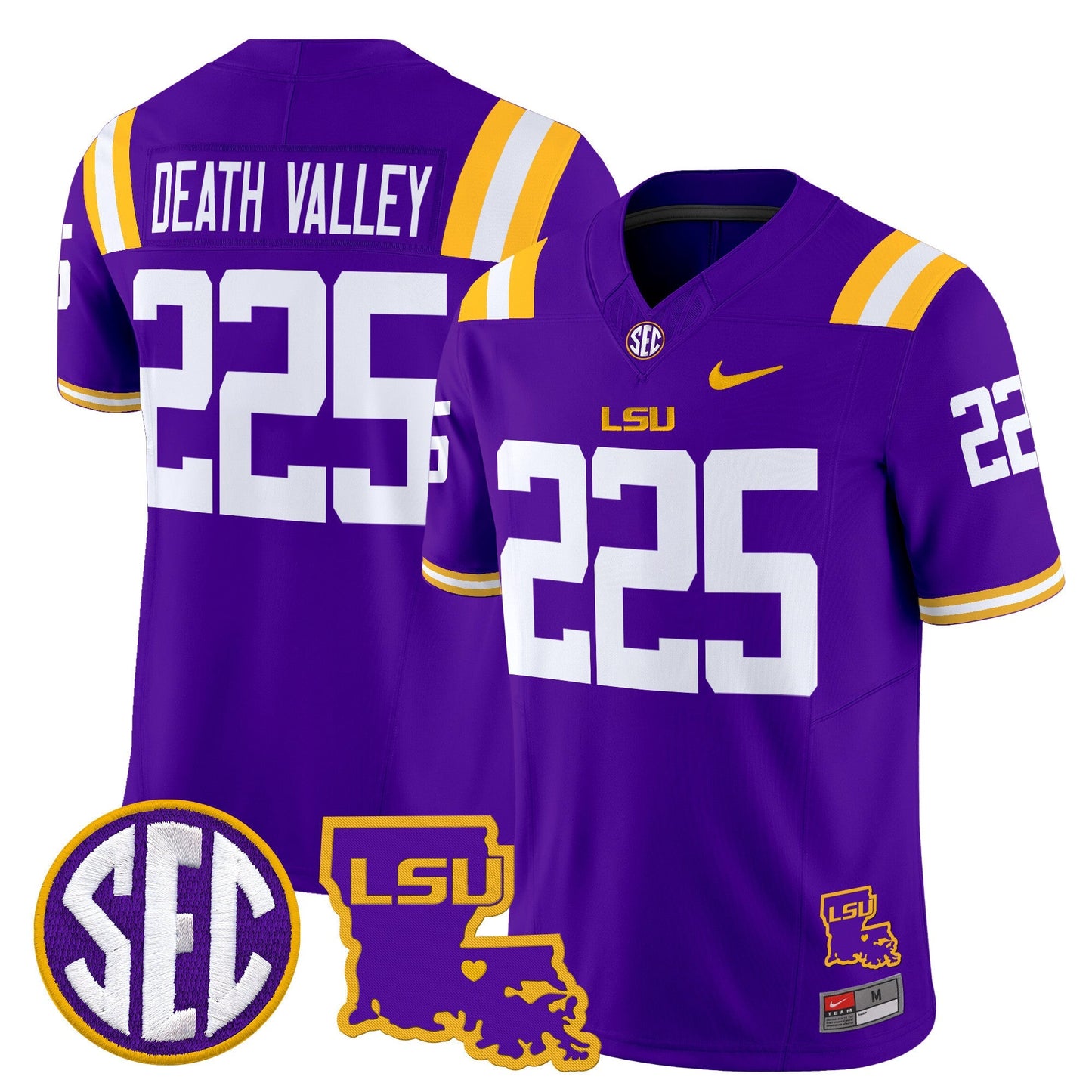 Men's LSU Tigers 2025 Louisiana Patch Vapor Limited Jersey - All Stitched