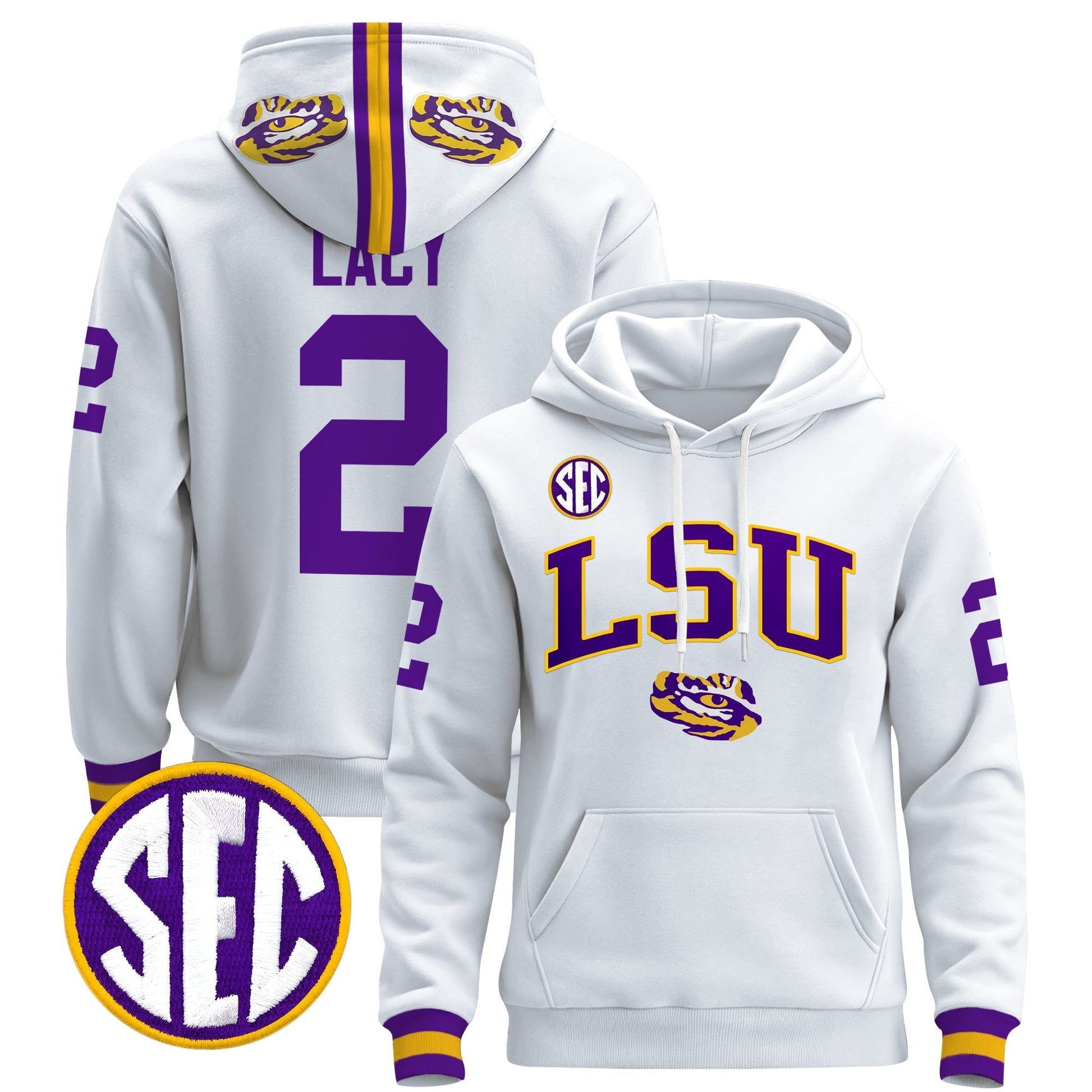 Men's LSU Tigers 2025 Premium Pullover Hoodie V2 - All Stitched