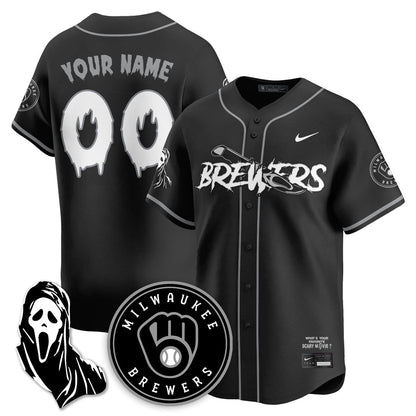 Milwaukee Brewers "Scream Ghostface" Custom Jersey - All Stitched