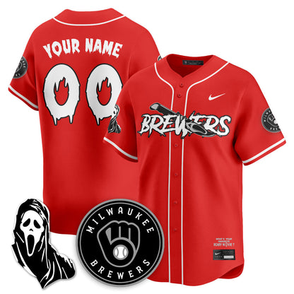 Milwaukee Brewers "Scream Ghostface" Custom Jersey - All Stitched