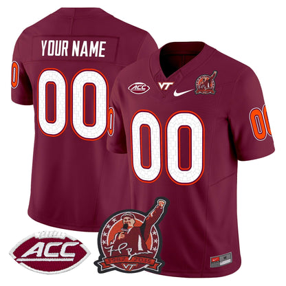 Virginia Tech Hokies Coach Frank Beamer Patch 2025 Vapor Limited Custom Jersey - All Stitched