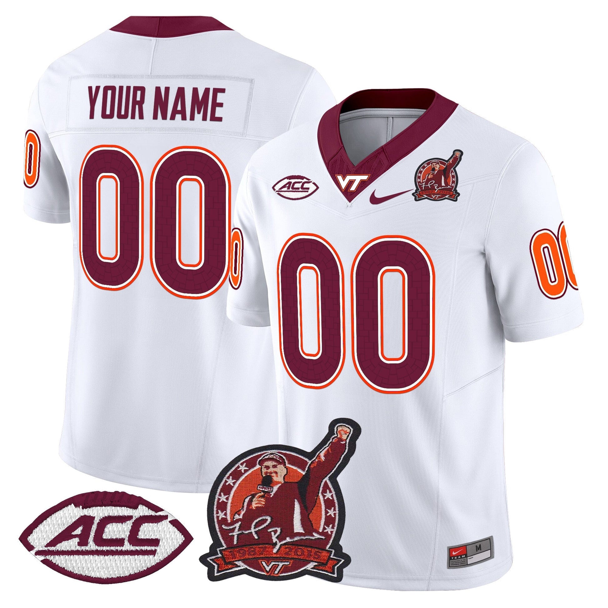 Virginia Tech Hokies Coach Frank Beamer Patch 2025 Vapor Limited Custom Jersey - All Stitched