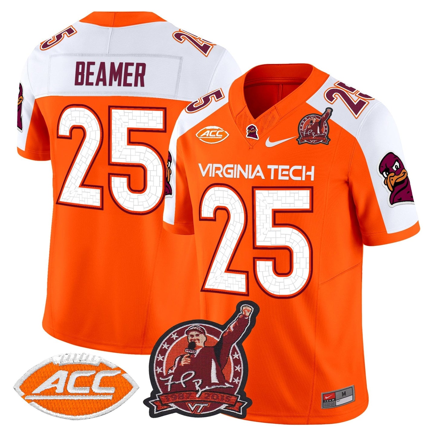 Men's Virginia Tech Hokies Coach Frank Beamer Patch 2025 Vapor Limited Jersey - All Stitched