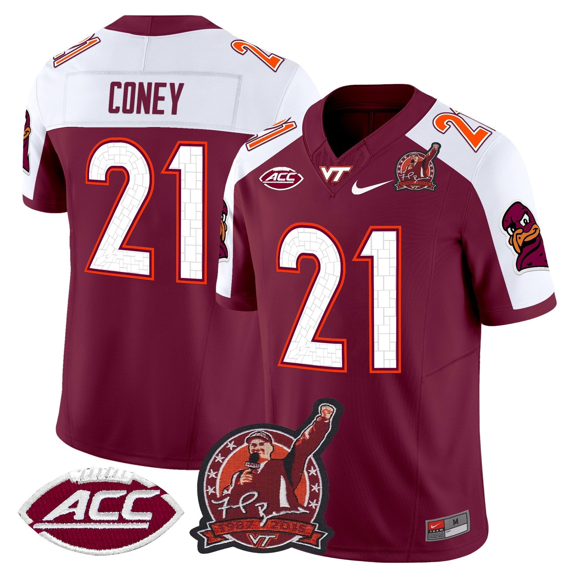 Men's Virginia Tech Hokies Coach Frank Beamer Patch 2025 Vapor Limited Jersey - All Stitched