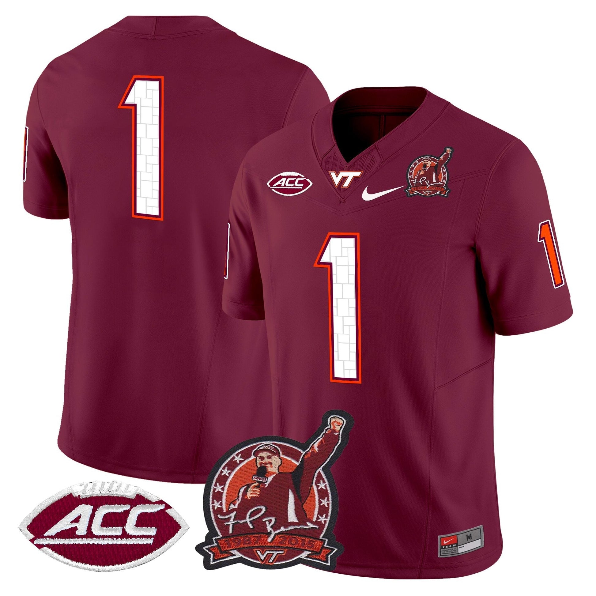 Men's Virginia Tech Hokies Coach Frank Beamer Patch 2025 Vapor Limited Jersey - All Stitched