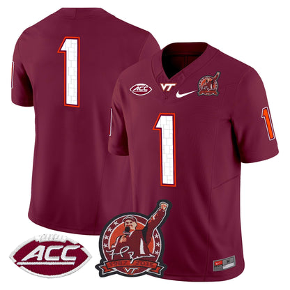 Men's Virginia Tech Hokies Coach Frank Beamer Patch 2025 Vapor Limited Jersey - All Stitched