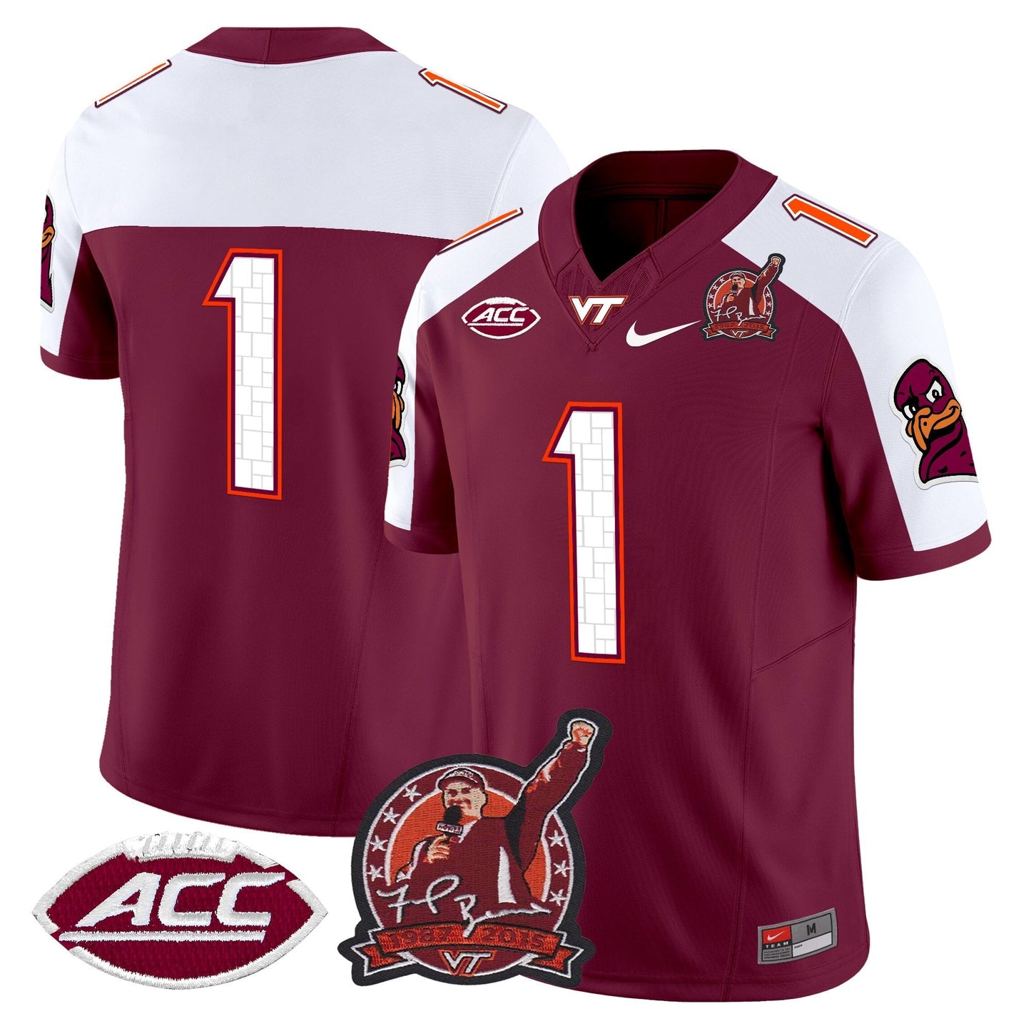 Men's Virginia Tech Hokies Coach Frank Beamer Patch 2025 Vapor Limited Jersey - All Stitched